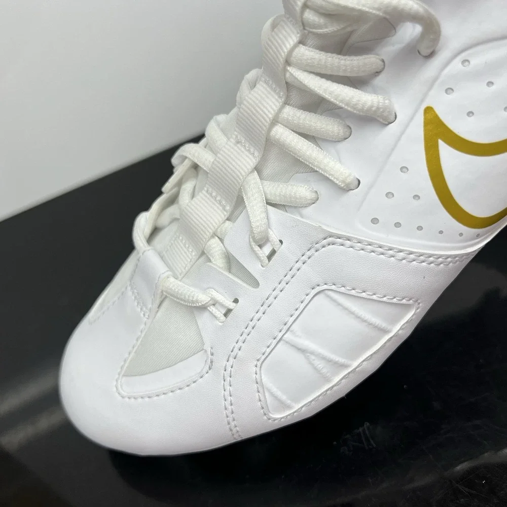 Nike Huarache 9 LAX SAMPLE White Gold Lacrosse Cleats FD0090-100 Men Size 8